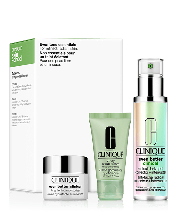 Even Tone Essential Skincare Set, 3 skincare experts for refined, radiant skin. A R2019 value.
